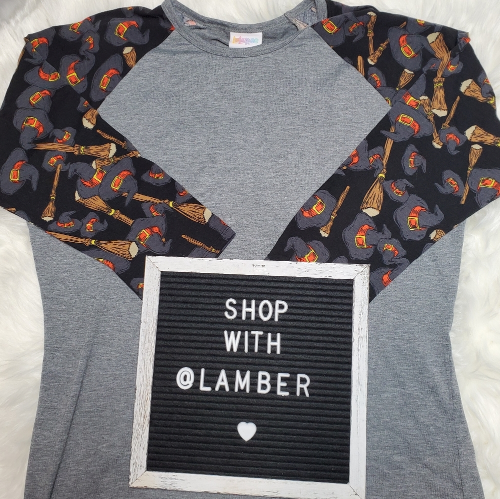 LuLaRoe Gray Randy Witch Hat Halloween 3/4 Sleeve